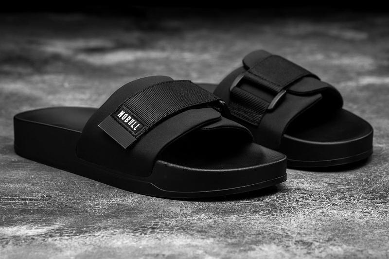 Black Nobull Adjustable Men's Slides | CA T1189C